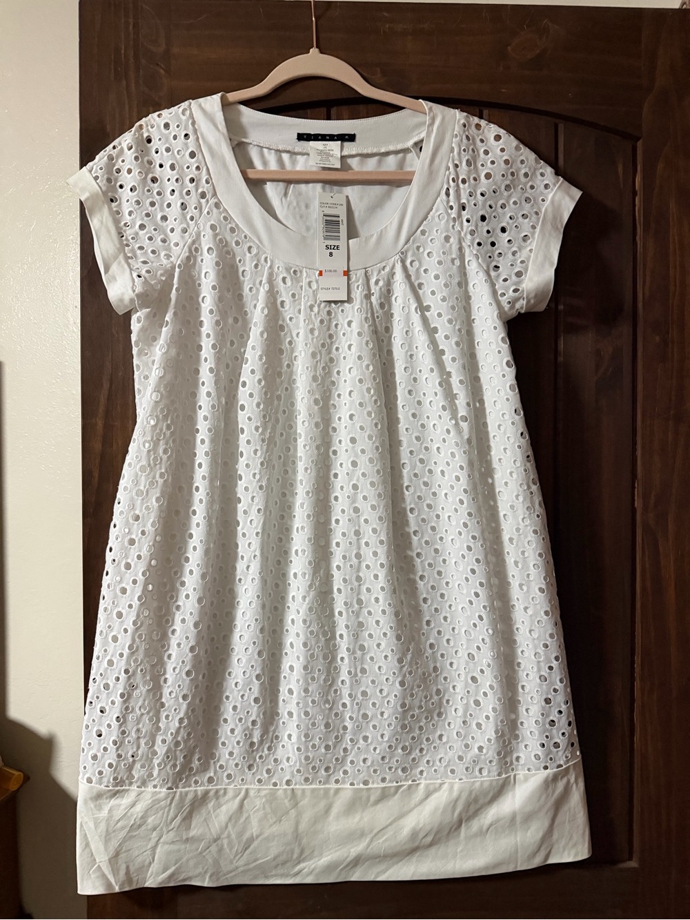 Tiana B. White Eyelet Short Sleeve Tunic